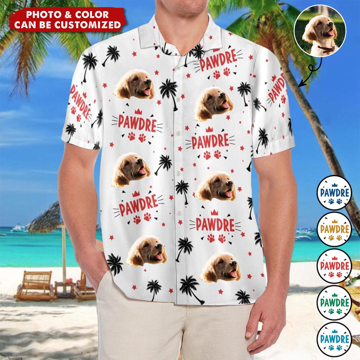 Custom Photo Pawdre Dog Cat - Personalized Hawaiian Shirt