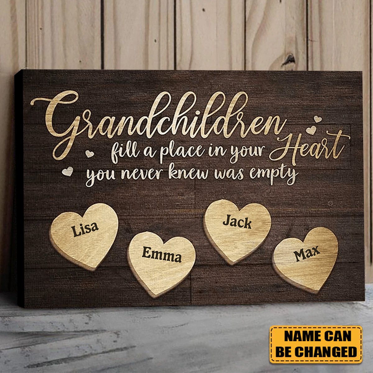 Family - Grandchildren Fill A Place In Your Heart- Personalized Canvas