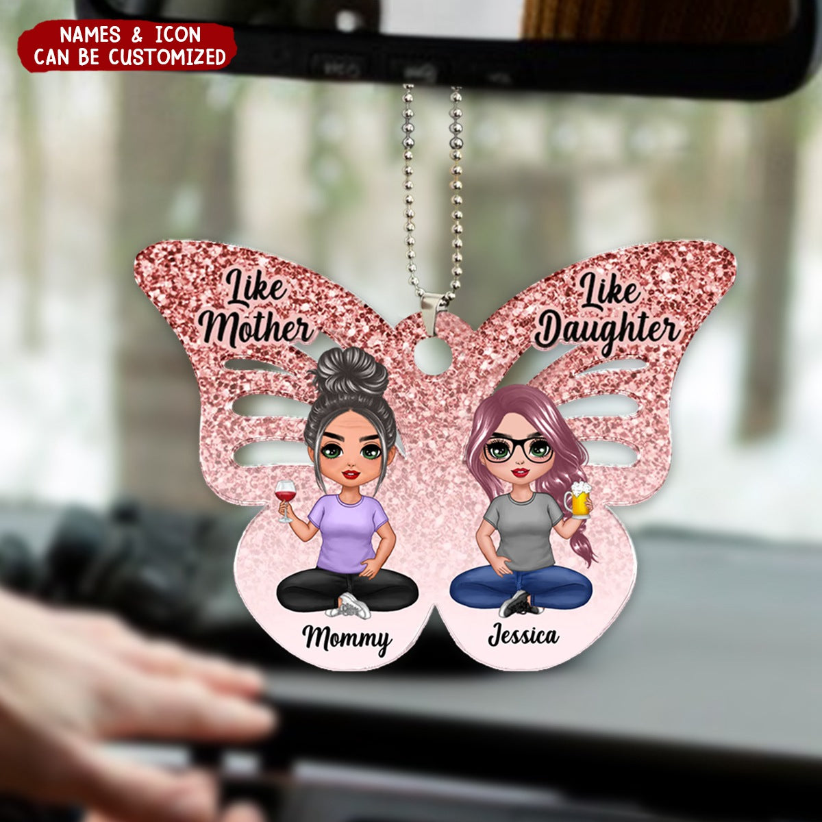 Like Mother Like Daughter Butterfly Personalized Acrylic Ornament