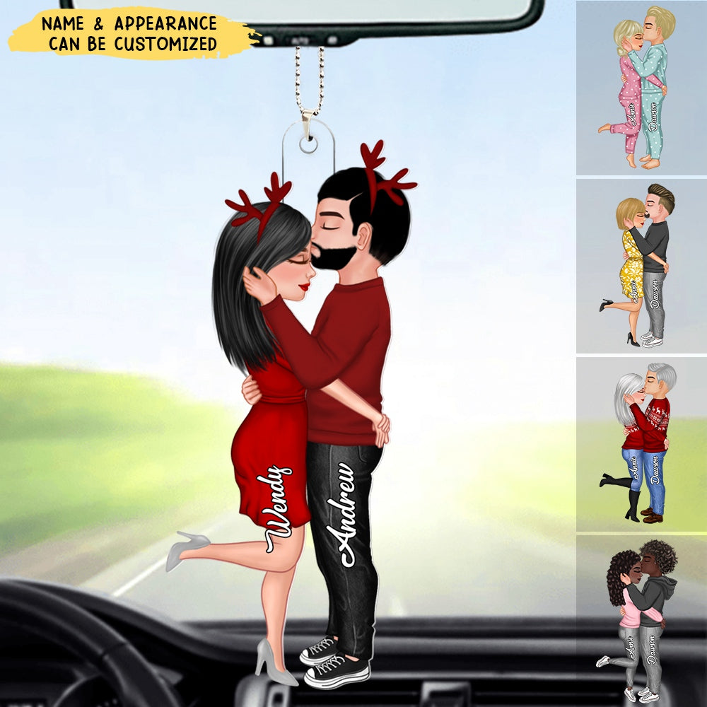 Kissing Forehead Couple Personalized Ornament, Gift For Him Her