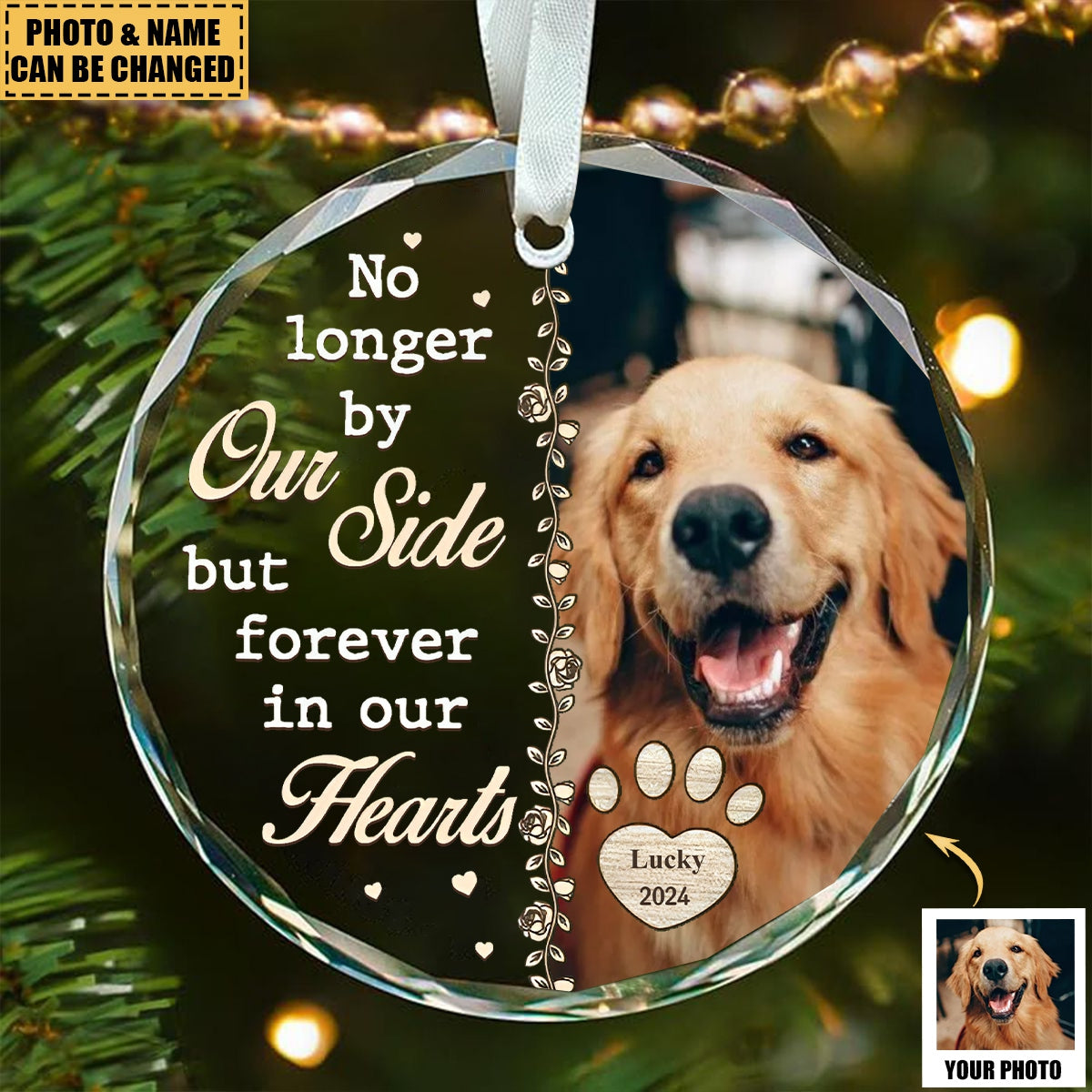 No Longer By Our Side - Personalized Glass Ornament