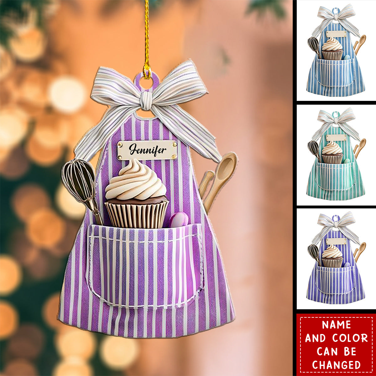 Love Baking Life Personalized Name Shaped Ornament