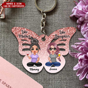 Like Mother Like Daughter Butterfly Personalized Acrylic Keychain