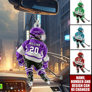 Hockey Player - Personalized Car Ornament