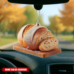Personalized Sourdough Bread Car Ornament, Rustic Acrylic Christmas Gift