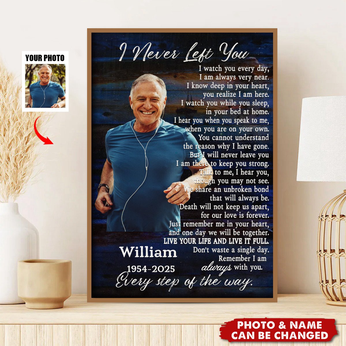 Memorial Personalized Canvas Prints - Custom Photo & Text - Memorial Gifts, I Never Left You