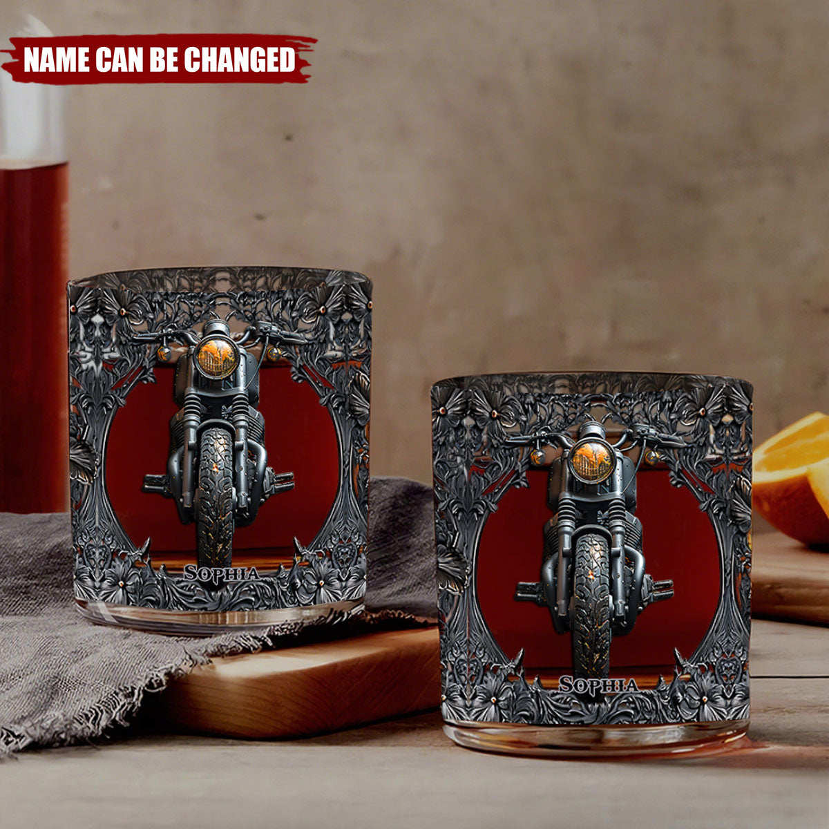 Biker Whiskey - Personalized Whiskey Glass