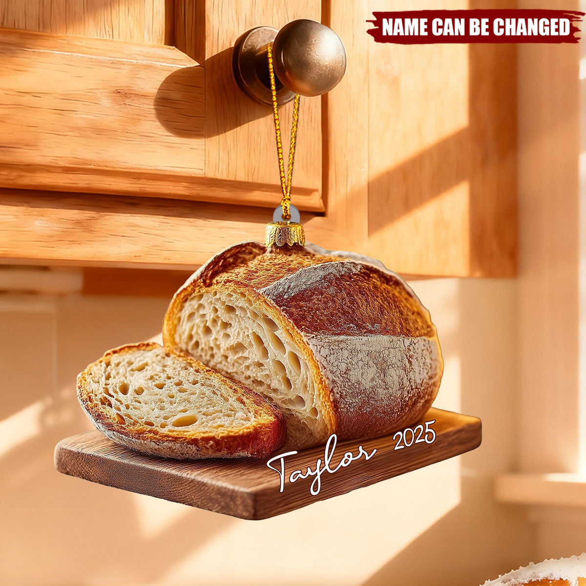 Personalized Sourdough Bread Ornament, Rustic  Acrylic Christmas Gift