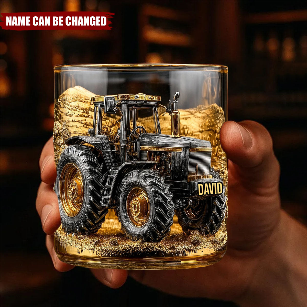 Strong Farmer - Personalized Tractor Whiskey Glass