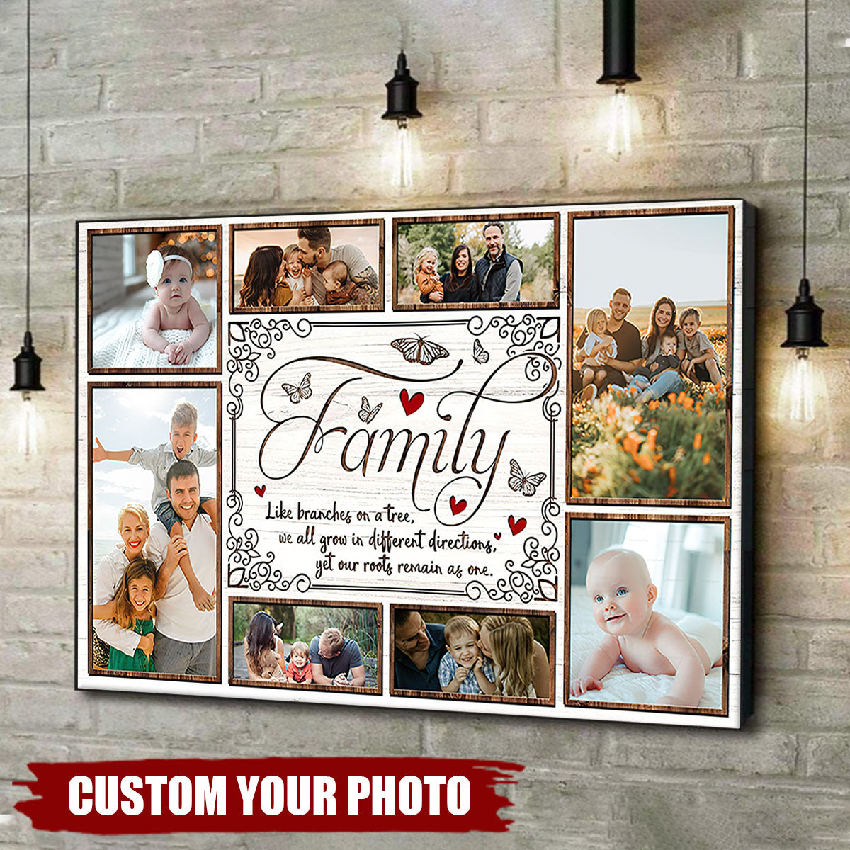 Tree Photo Collage, Family Like Branches On A Tree - Custom Photo Canvas Prints Gifts For Family