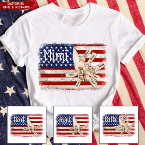 Mom Grandma Dad Papa Flag Independence Day Personalized Unisex T-Shirt