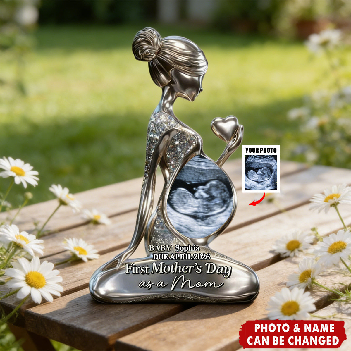 Personalized Baby Bump Plaque for Expecting Moms - Family Pregnancy Announcement