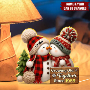 Snowman Couple Acrylic Light Box - Romantic Winter Gift Plaque
