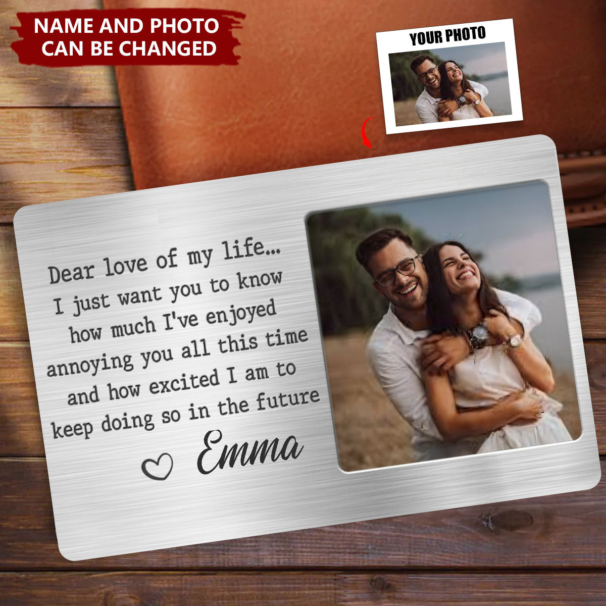 Custom Photo Dear Love Of My Life - Couple Personalized Stainless Steel Wallet Card