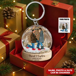 Our First Time Engaged Keepsake - Personalized Acrylic Keychain