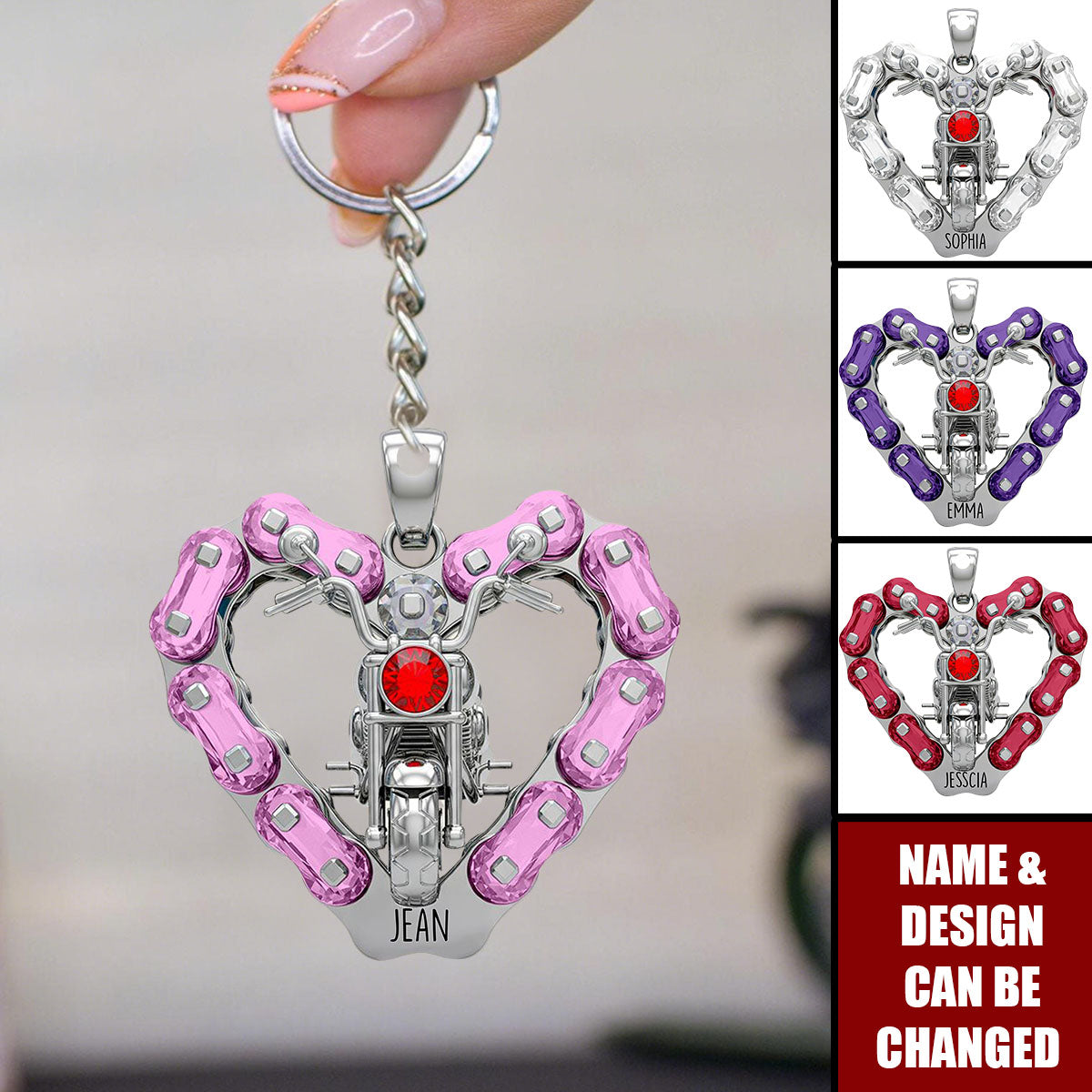 Biker Girl Keychain Personalized Gifts for Bikers
