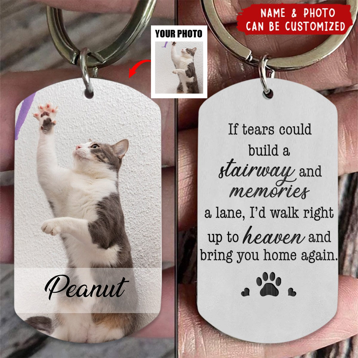Bring You Home Again Memorial Dog Cat Personalized Photo Stainless Steel Keychain