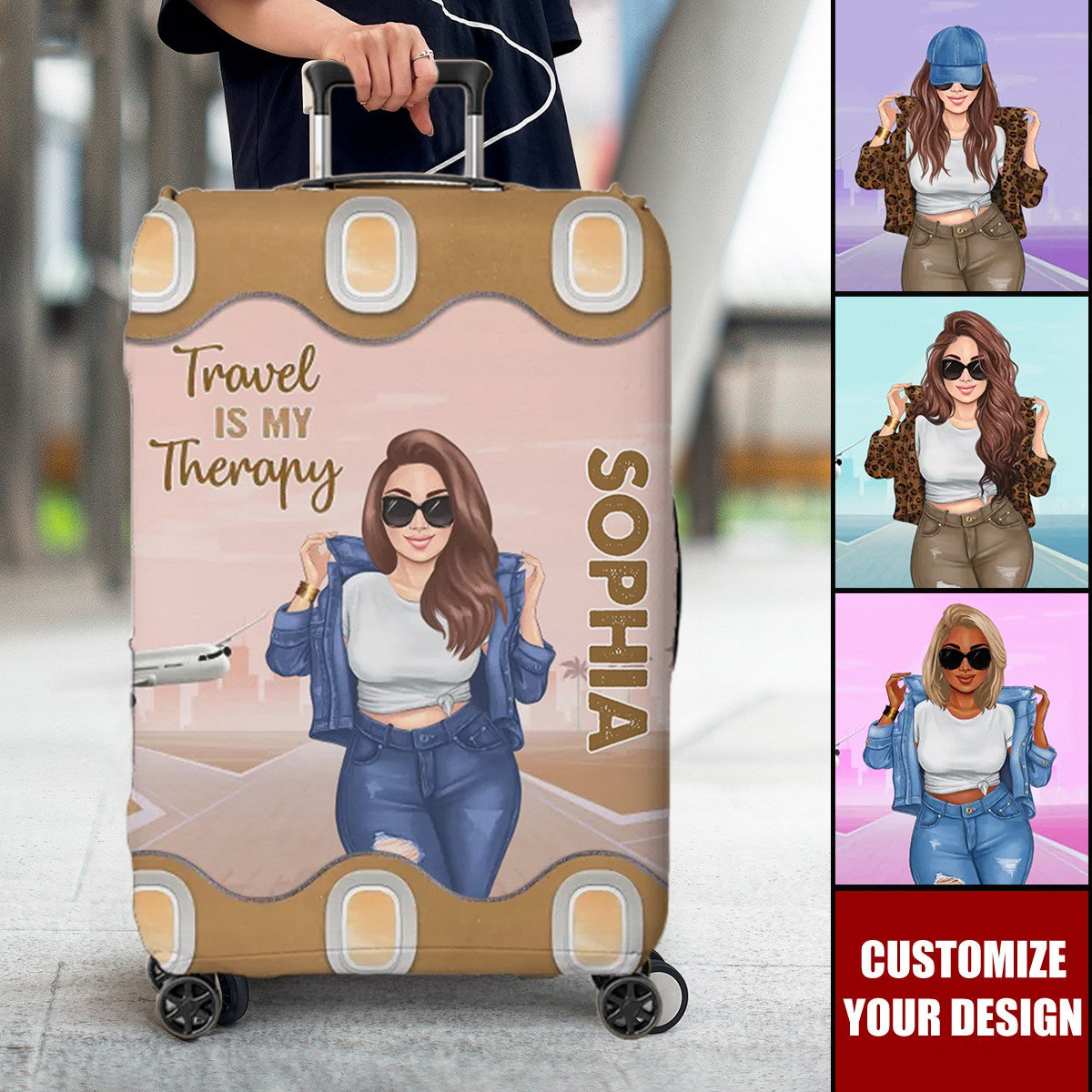 Travel Personalized Luggage Cover - Gift For Adventure Travel Lovers