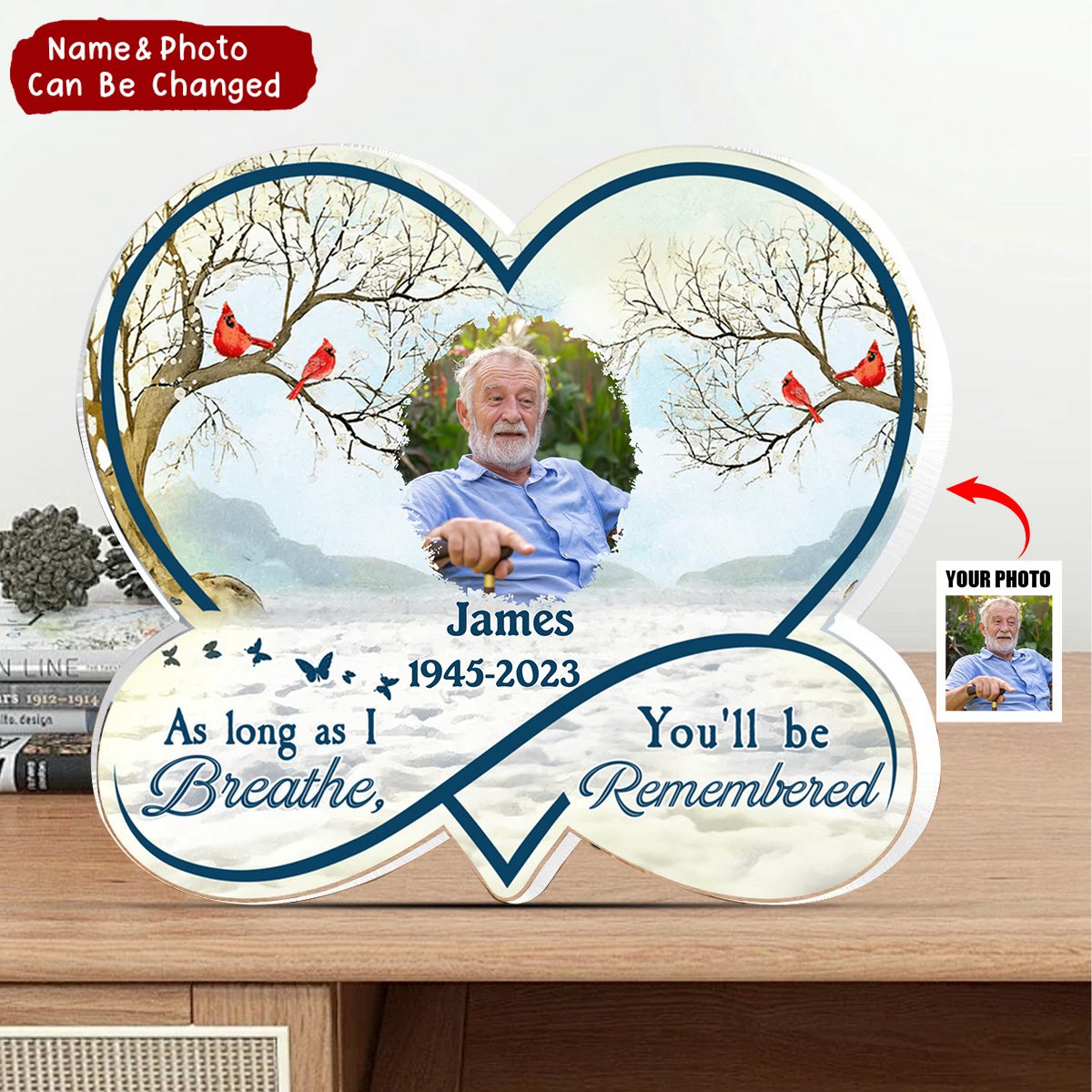 Memorial Family Loss Custom Photo Heart Infinity, I'm Always With You Personalized Acrylic Plaque