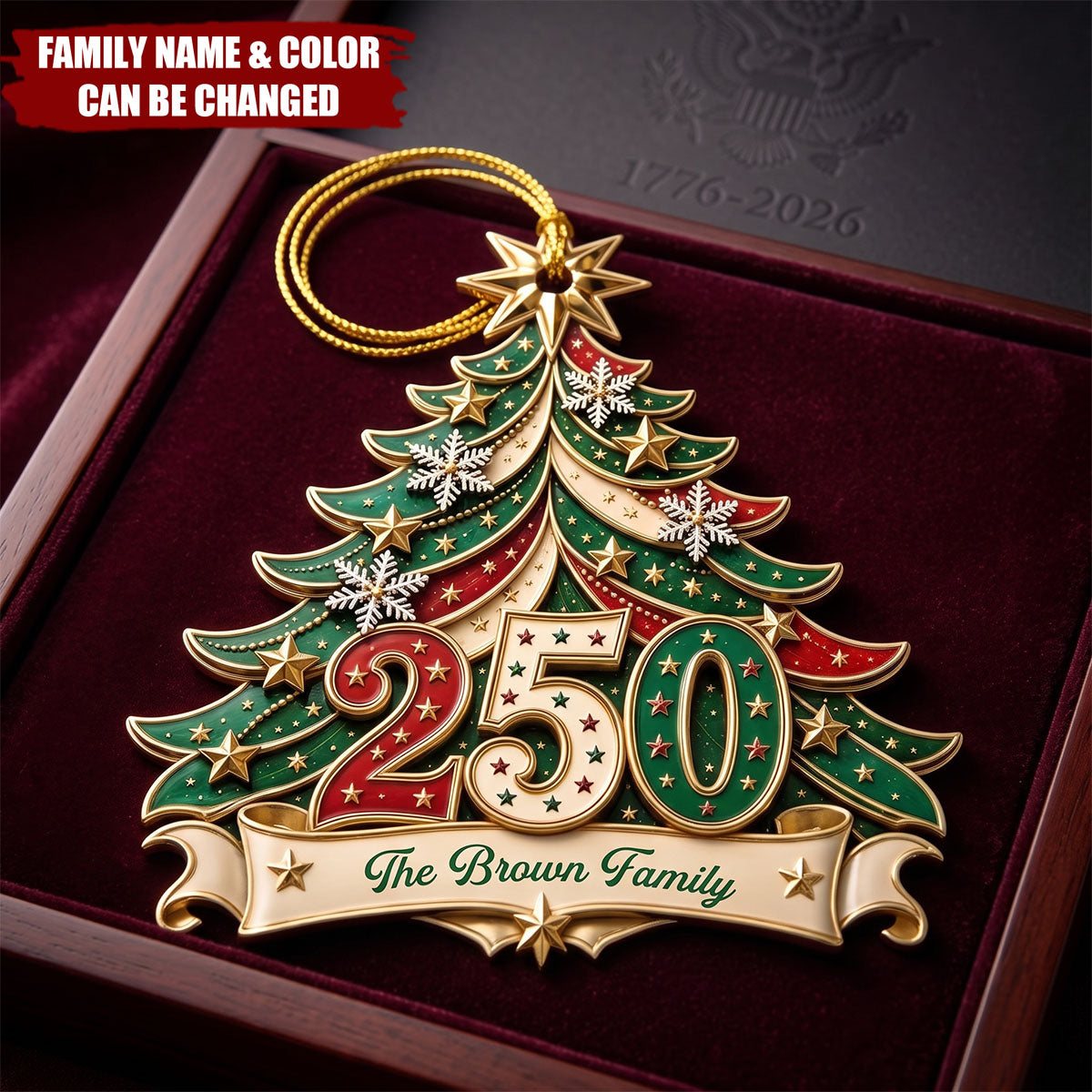 Custom Acrylic Ornament-Personalized America 250th Anniversary Christmas Gifts For Family