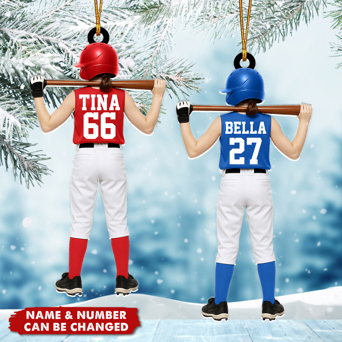 Personalized Kid Softball Player Ornament Gift for Softball Player