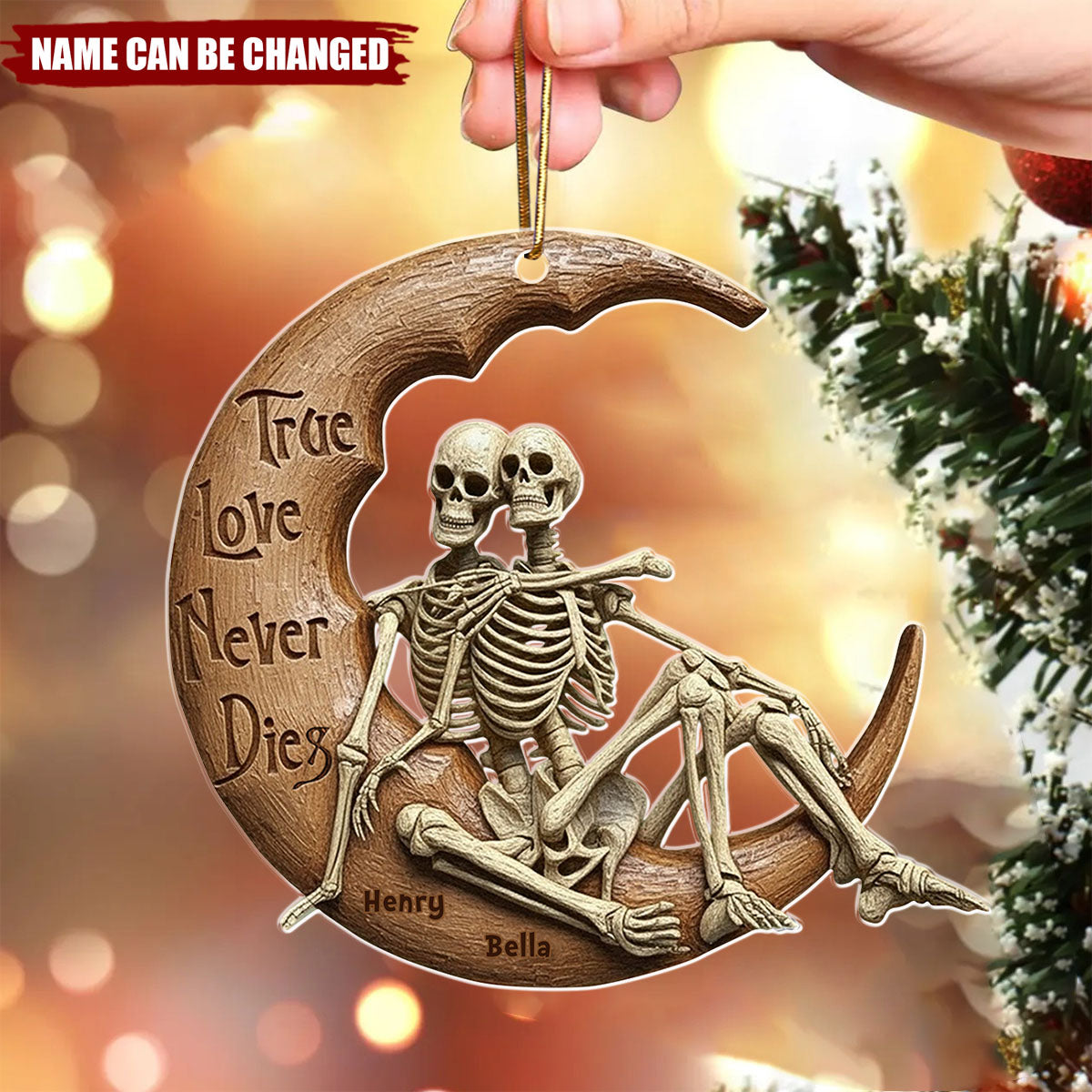 True Love Never Dies Skull Couple - Personalized Skull Ornament