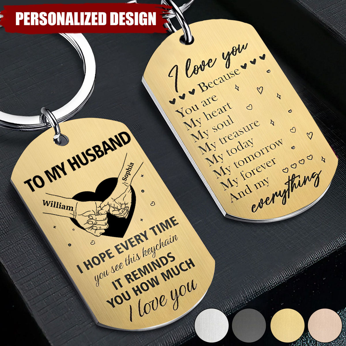 Couple Holding Hands You Are My Heart My Soul My Treasure - Personalized Stainless Steel  Keychain