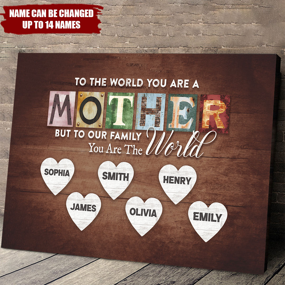 You Are The World Custom Names Poster For Grandma Mom