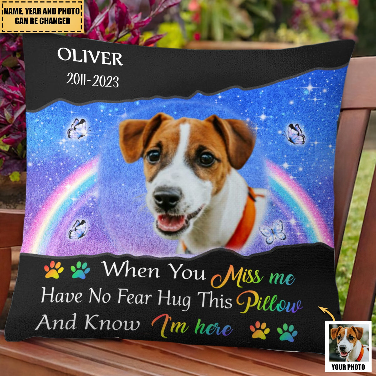 Custom Photo I Hug This Pillow Memorial Pet - Personalized Pillow