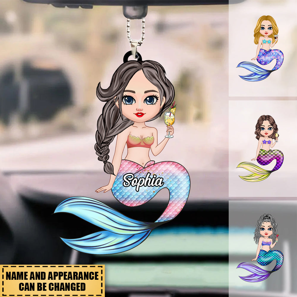 Pretty Doll Mermaid Ocean Bubble Personalized Ornament
