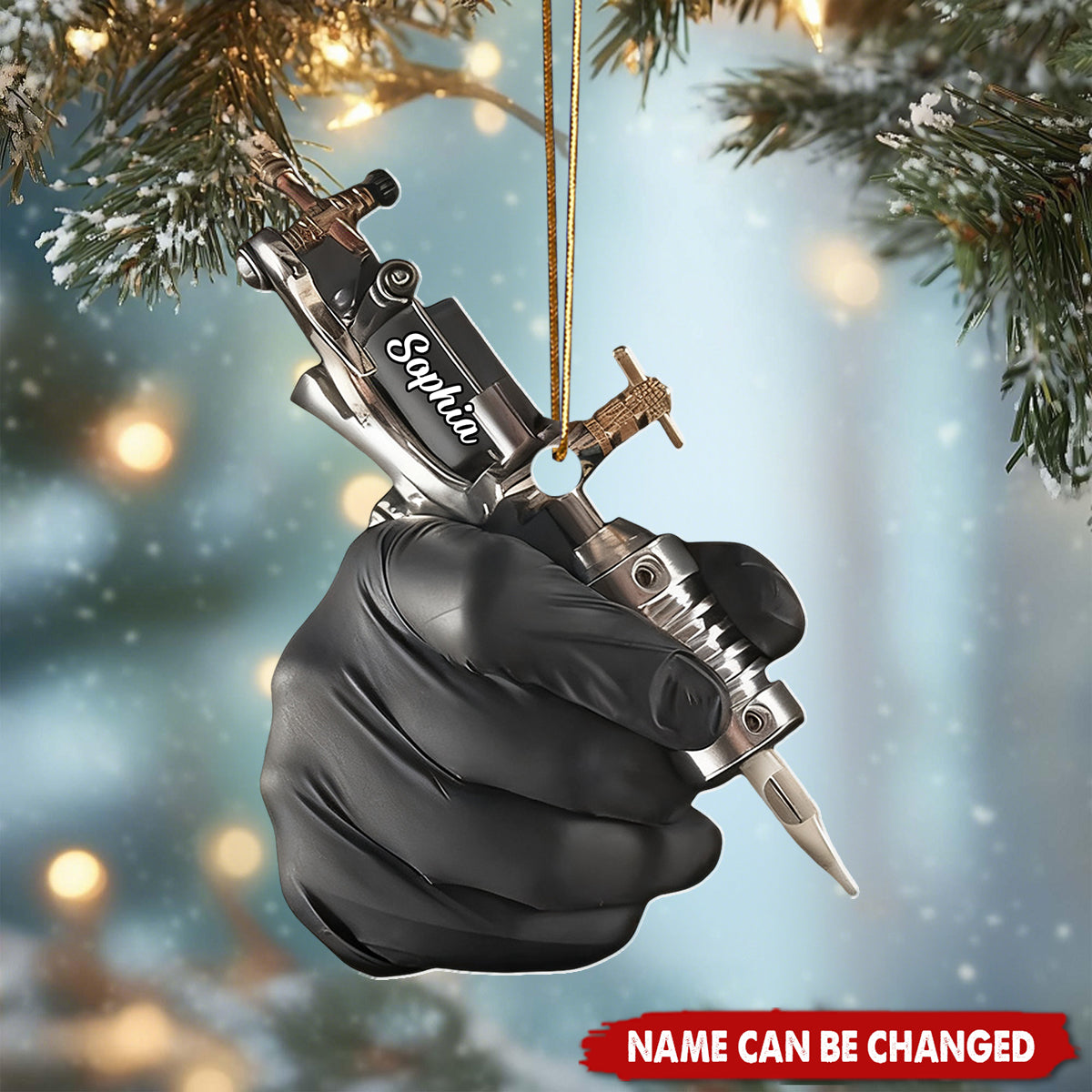 Personalized Tattoo Machine Ornament Custom Name Acrylic Decor