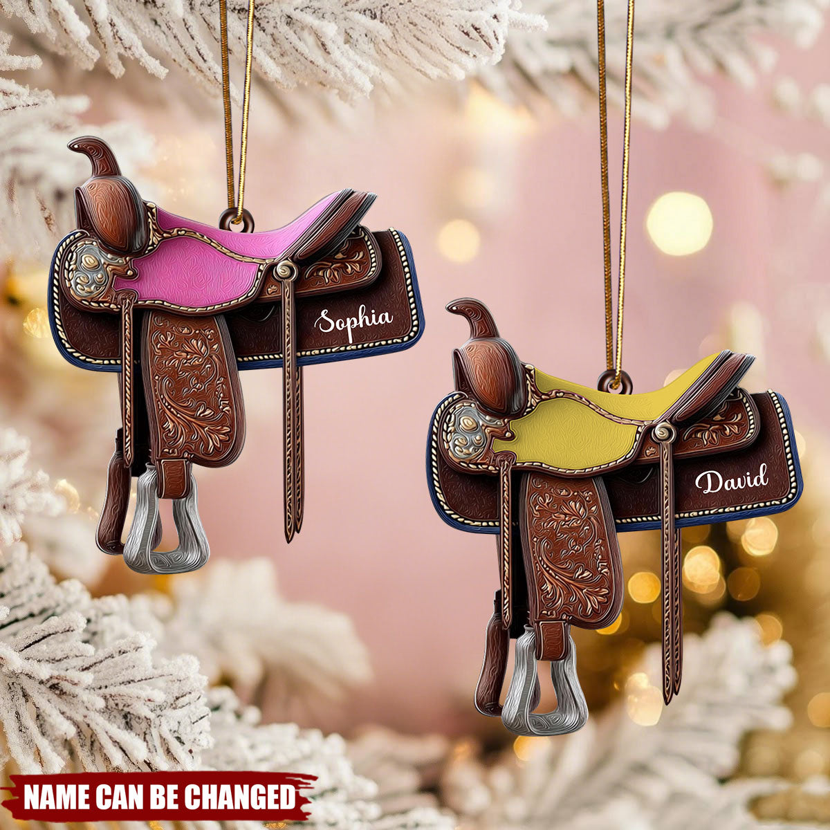 Western Horse Saddle Acrylic Ornament, Custom Xmas Cowboy/ Cowgirl Tree Keepsake