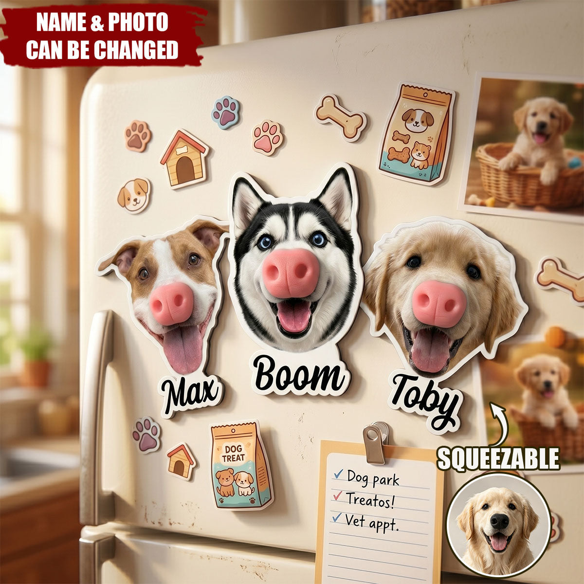 Custom Funny Face Gift For Dog Lover, Dog Mom, Dog Dad - Personalized Fridge Magnet