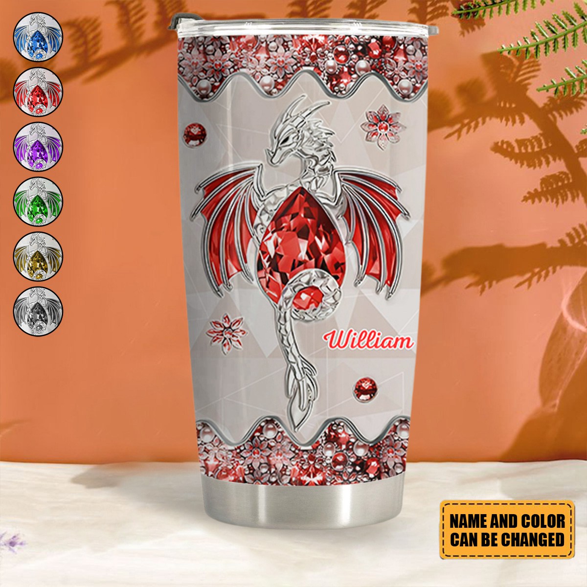 Enchanted Dragon Jewel Personalized Fantasy Tumbler