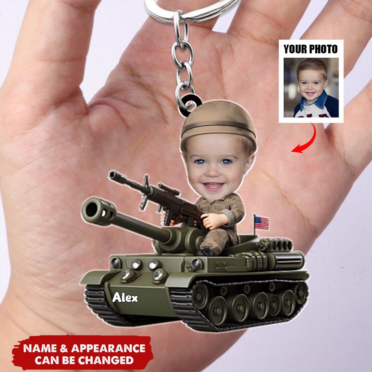 Custom Photo Gifts For Military Kid Keychain