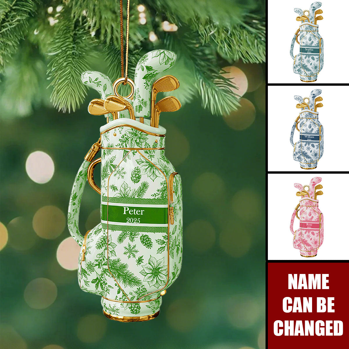Golf Bag Custom Shape Acrylic Ornament - Personalized Gift For Golf Lover Ornament