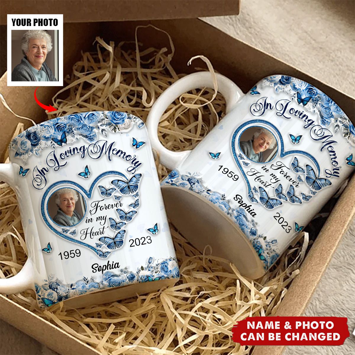 In Loving Memory Forever In My Heart 3D Inflated Effect Personalized Edge-To-Edge Mug