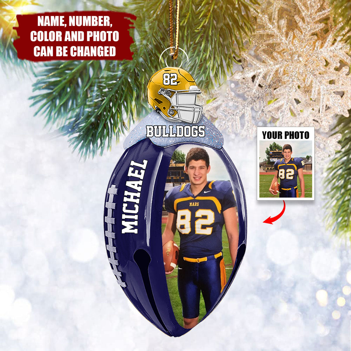 Football Bell Christmas Ornaments - Personalized Christmas Acrylic Ornament