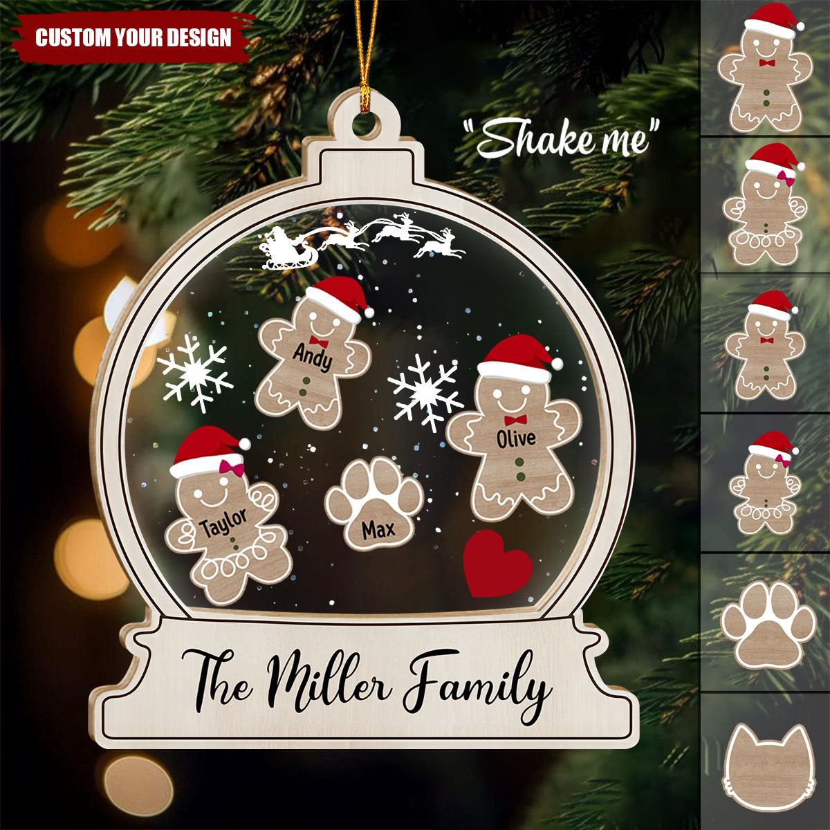 Gingerbread With Hat Family Personalized Shaker Ornament