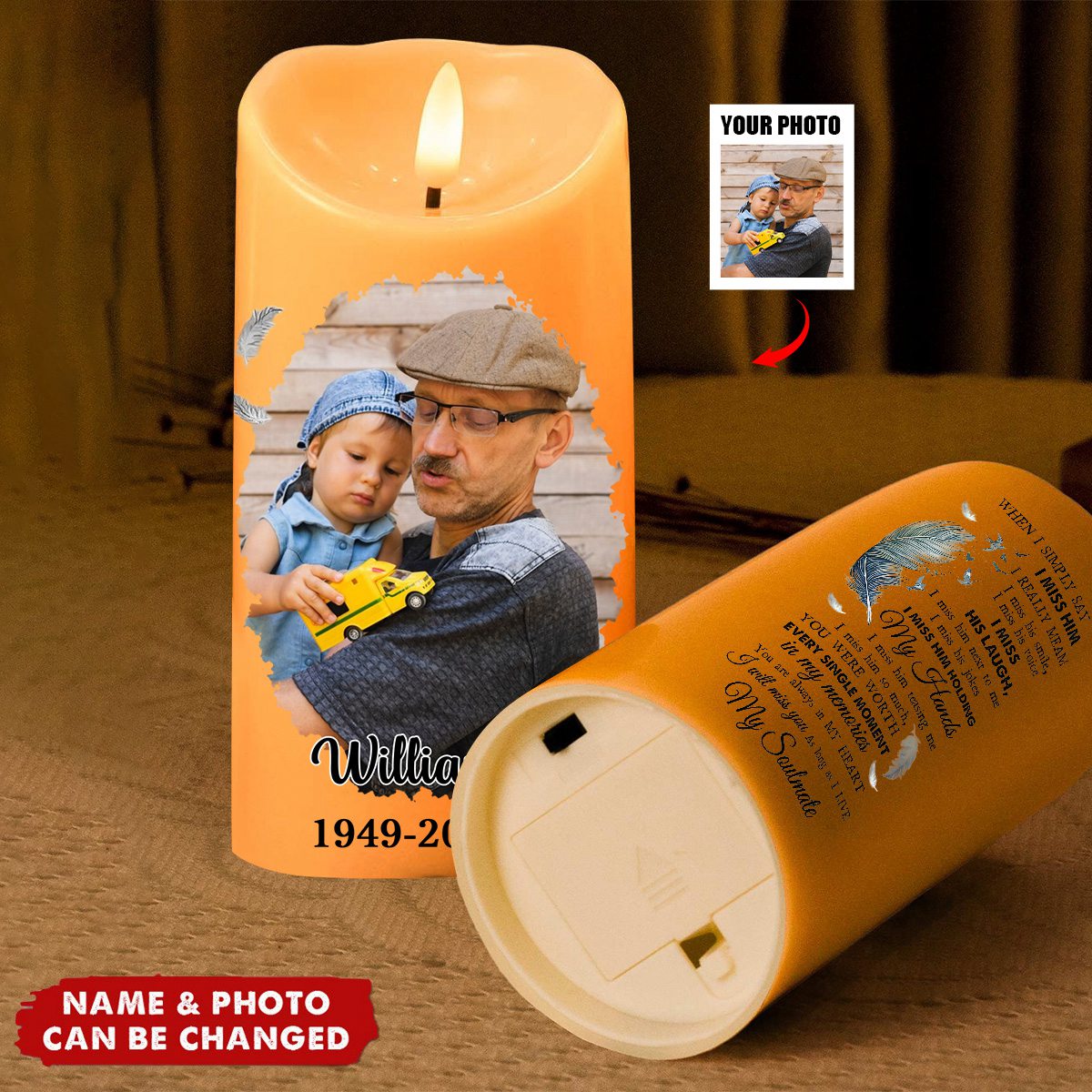 When I Simply Say I Miss Him Husband Souldmate Memorial Personalized LED Candle