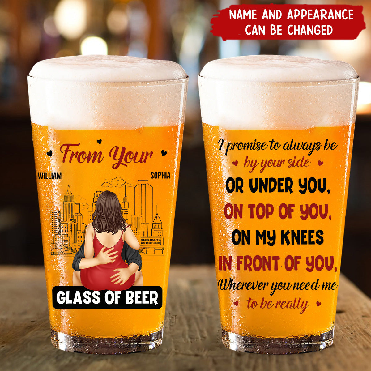 Couple Glass Of Beer Always By Your Side - Personalized Beer Glass