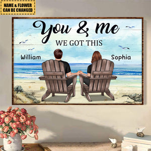 Couple Beach Landscape Retro Vintage Personalized Poster, Anniversary Gift For Couple