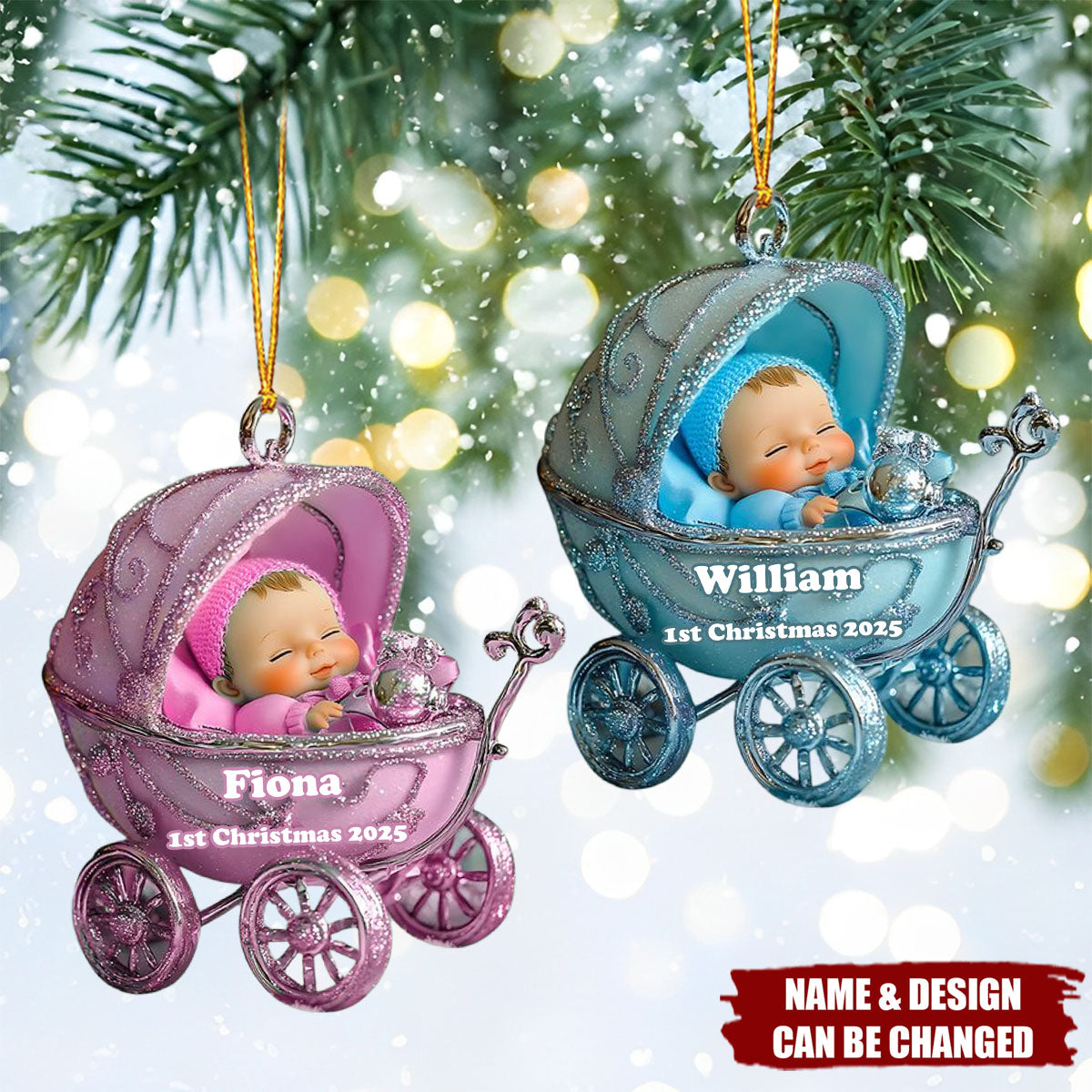 Baby 1st Christmas - Personalized Family Ornament