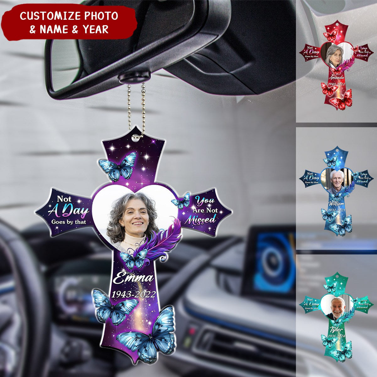 Not A Day Goes By That - Personalized Acrylic Car Ornament, Remembrance Gift, Sympathy Gift