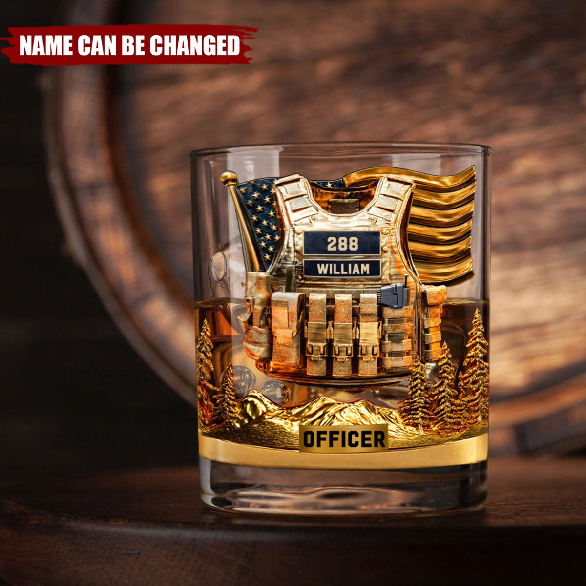 Personalized Police Officer Whiskey Glass