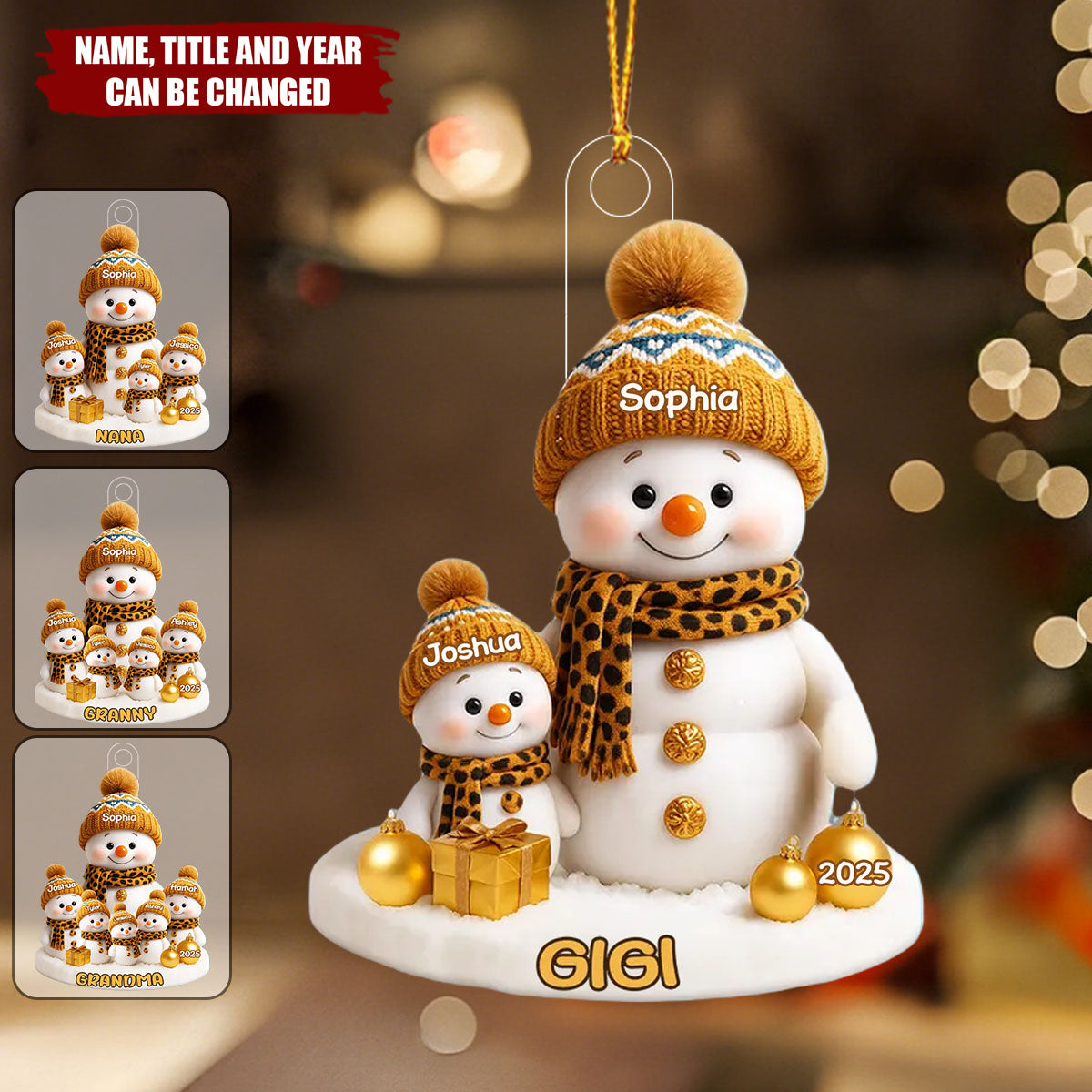 Grandma's Little Snowman  - Personalized Acrylic Flat Ornament