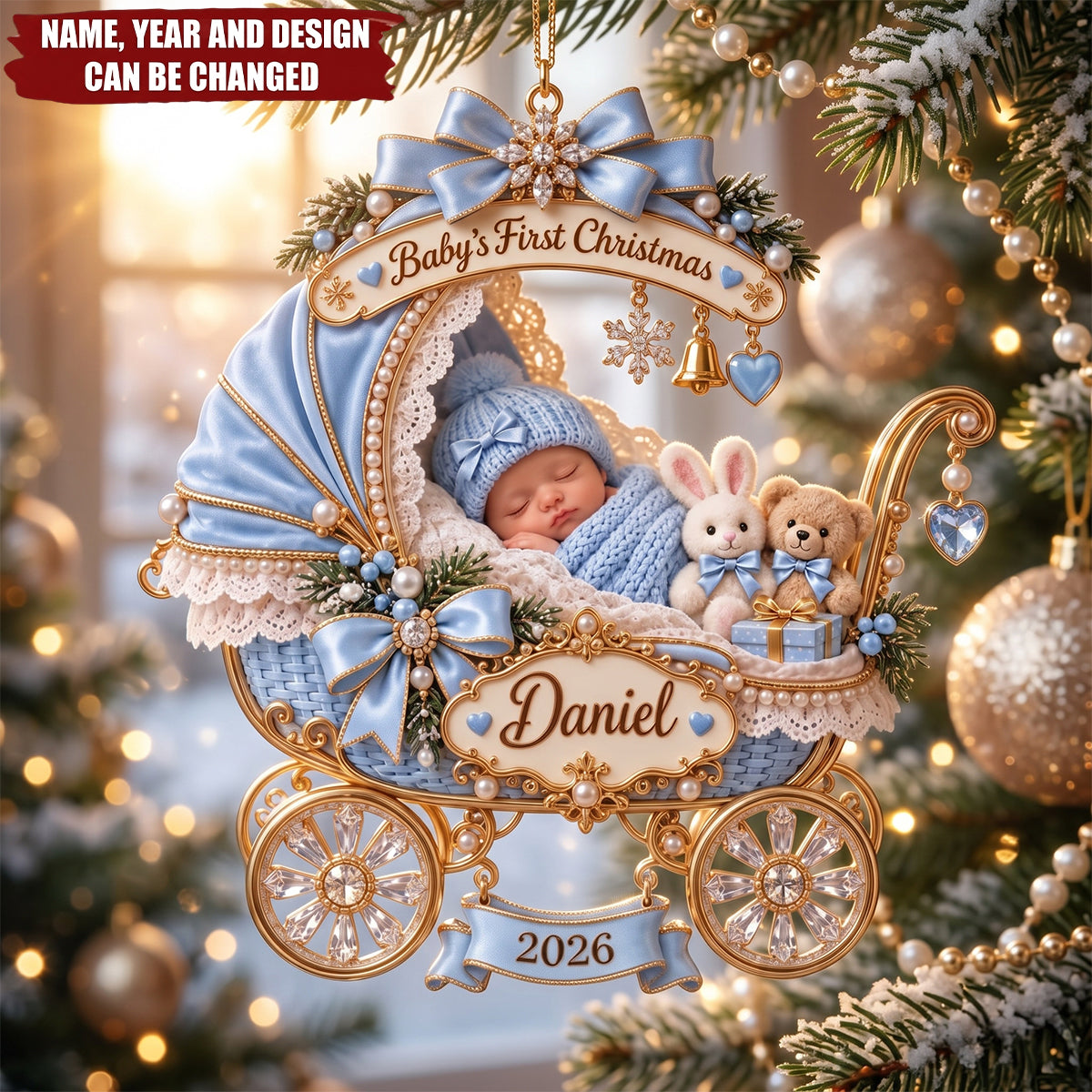 Personalized Baby’s First Christmas Ornament , Custom Name Acrylic Keepsake