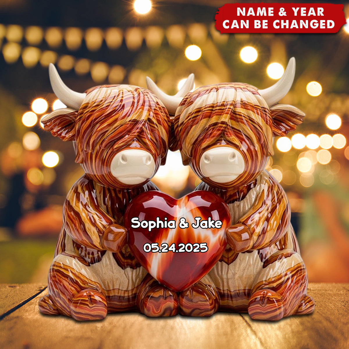 Highland Cow Couple Acrylic Plaque - Personalized Gifts For Couple