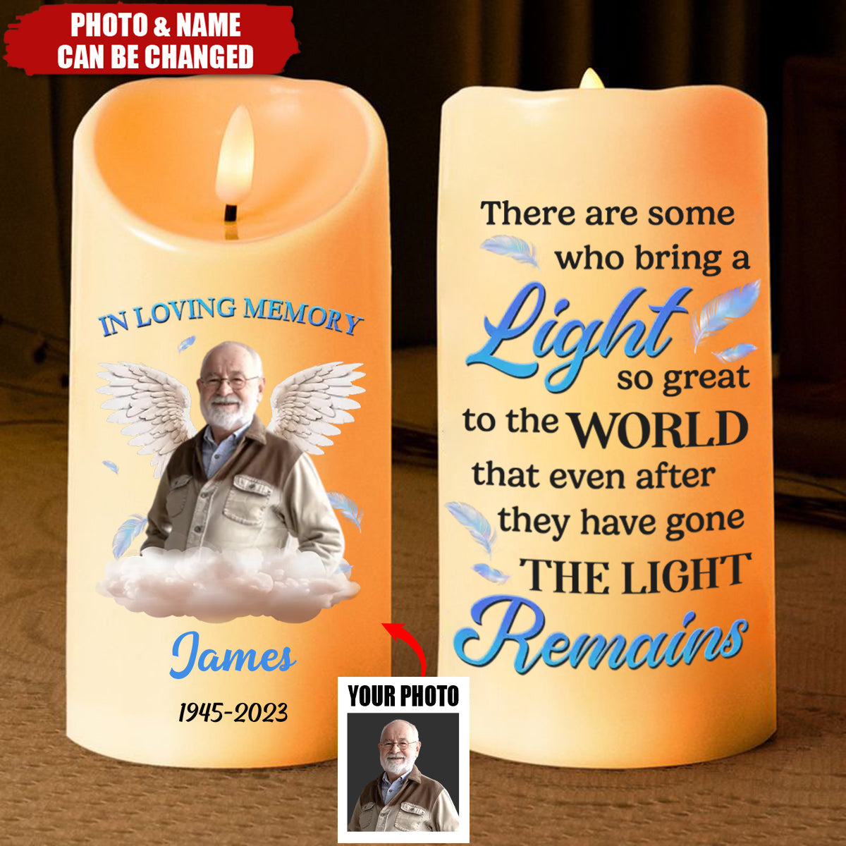Custom Photo A Light So Great To The World - Memorial Personalized LED Candle