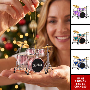 Personalized Drum Set Acrylic Ornament - Gift For Drummers & Music Lovers